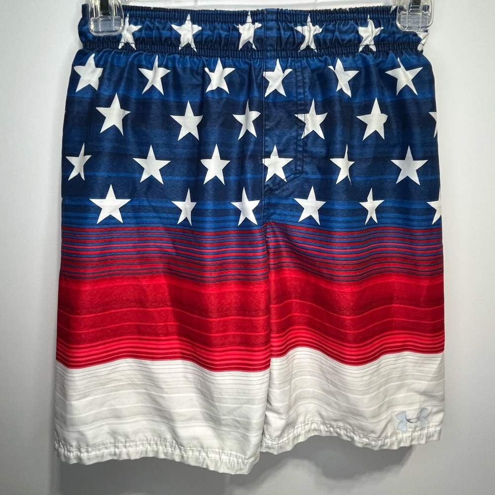 Under Armour Boys Medium Stars & Stripes Swim Shorts - Blue, Red, White